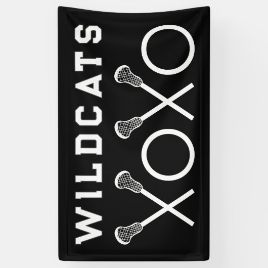 Lacrosse Team Zwart Spandoek (Verticaal)