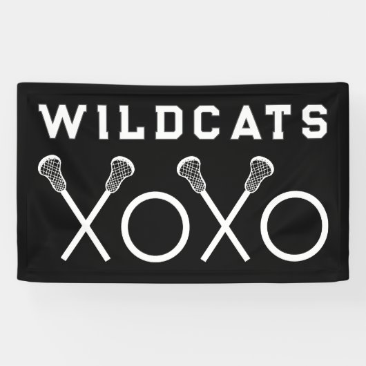 Lacrosse Team Zwart Spandoek (Horizontaal)