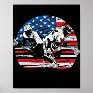 Lacrosse US American Flag Lax trekt Helmet 4th Poster