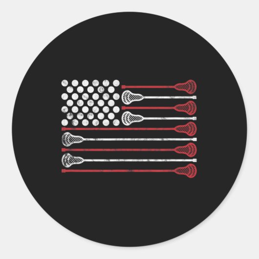 Lacrosse USA Flag Lax Ronde Sticker (Voorkant)