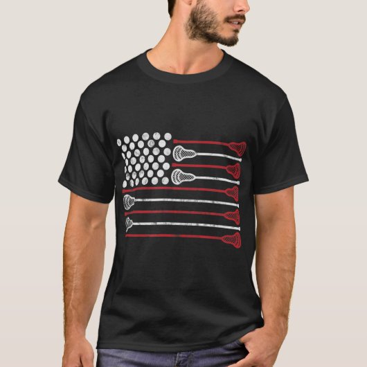 Lacrosse USA Flag Lax T-shirt (Voorkant)