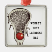 Lacrosse Vader Cadeau Metaal Ornament (Voorkant)