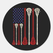 Lacrosse Verenigde Staten Amerikaanse vlag Lax Sti Ronde Sticker (Voorkant)