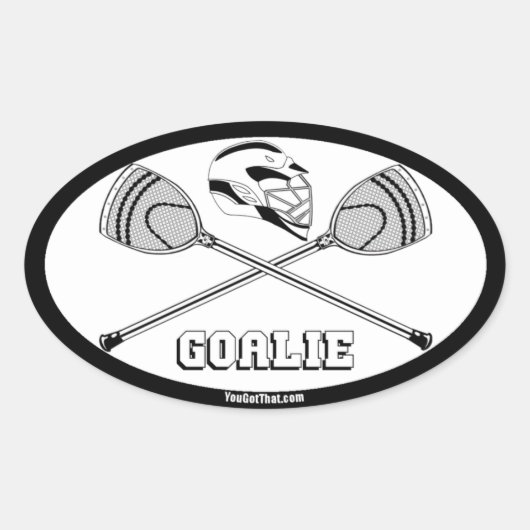 Lacrosse witte goalie sticks met GOALIE Ovale Sticker (Voorkant)