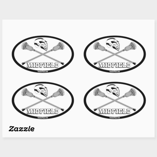 Lacrosse witte stokjes middenveld ovale sticker (Vel)