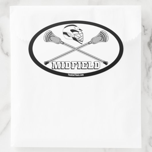 Lacrosse witte stokjes middenveld ovale sticker (Tas)