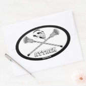 lacrosse witte stokken aanval ovale sticker (Envelop)