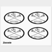 lacrosse witte stokken aanval ovale sticker (Vel)