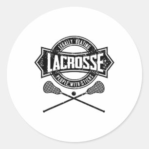 Lacrosse wordt legaal mensen geslagen met teken gr ronde sticker
