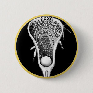 Lacrosse zwart en goud teamcadeaus ronde button 5,7 cm