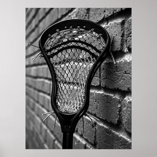 Lacrosse zwart-wit bakstenen muur foto poster (Voorkant)