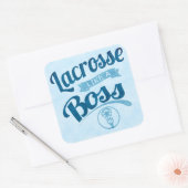 lacrossen als een baas vierkante sticker (Envelop)