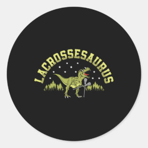 Lacrossesaurus Lacrosse Speler Lax Liefhebber Spor Ronde Sticker