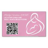 Lactatie Consultant QR Code Roze Borstvoeding Magnetisch Visitekaartje (Voorkant)