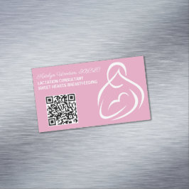 Lactatie Consultant QR Code Roze Borstvoeding Magnetisch Visitekaartje