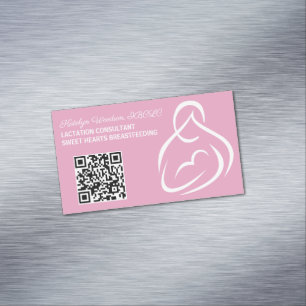 Lactatie Consultant QR Code Roze Borstvoeding Magnetisch Visitekaartje