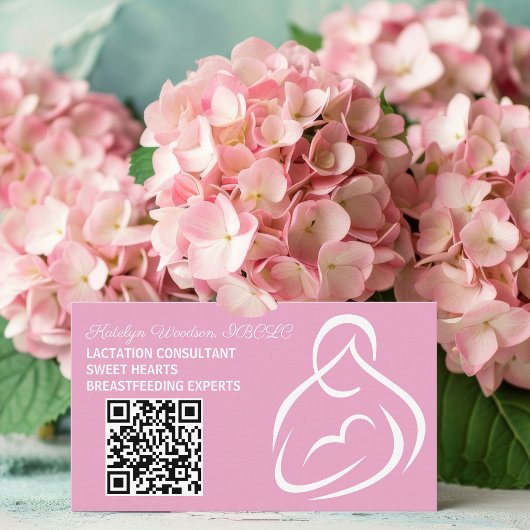 Lactatie Consultant QR Code Roze Borstvoeding Visitekaartje