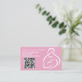 Lactatie Consultant QR Code Roze Borstvoeding Visitekaartje (Staand voorkant)