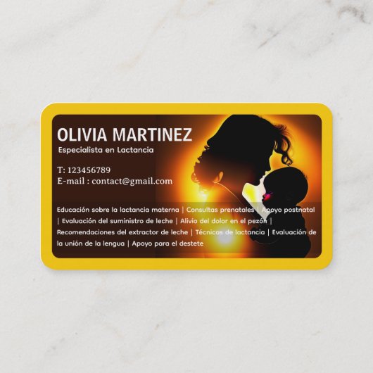Lactatie Tweetalig Engels Spaans Visitekaartje (Achterkant)