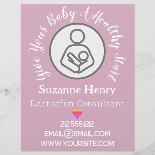 Lactation Consultant Breastfeeding Rainbow Pink Flyer (Voorkant)