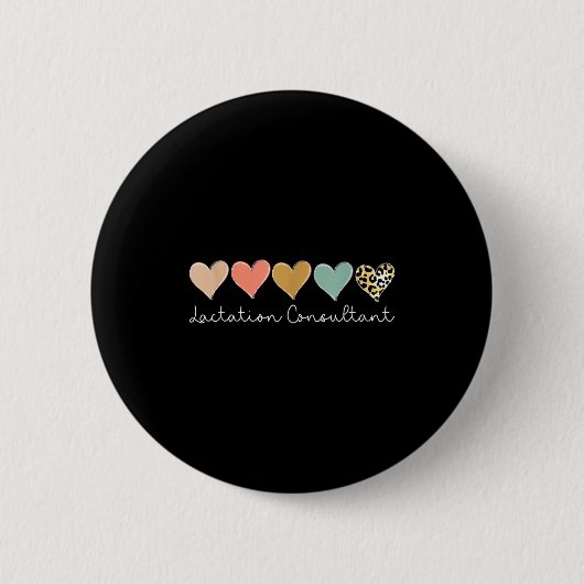 Lactation Consultant Leopard Heart, Valentine's Da Ronde Button 5,7 Cm (Voorkant)