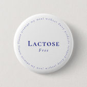Lactose-Free Request Badge, White - Navy Ronde Button 5,7 Cm (Voorkant)