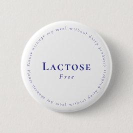 Lactose-Free Request Badge, White - Navy Ronde Button 5,7 Cm