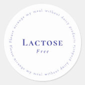 Lactose-Free Request Sticker, White - Navy Ronde Sticker (Voorkant)