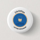 Lactose Intolerant Alert Bewerkbare naam Ronde Button 3,2 Cm (Voorkant)
