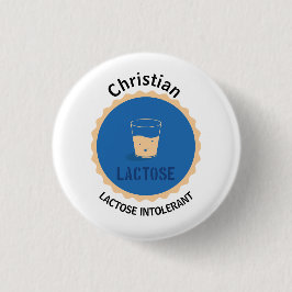 Lactose Intolerant Alert Bewerkbare naam Ronde Button 3,2 Cm