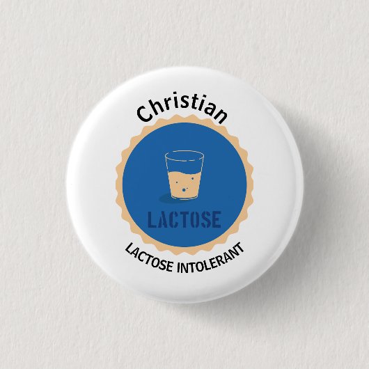 Lactose Intolerant Alert Bewerkbare naam Ronde Button 3,2 Cm (Voorkant)