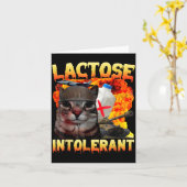 Lactose Intolerant Silly Cat Meme Funny Saying Cat Kaart (Gele Bloem)