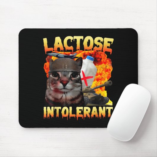 Lactose Intolerant Silly Cat Meme Funny Saying Cat Muismat (Met muis)