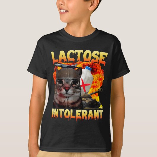 Lactose Intolerant Silly Cat Meme Funny Saying Cat T-shirt (Voorkant)