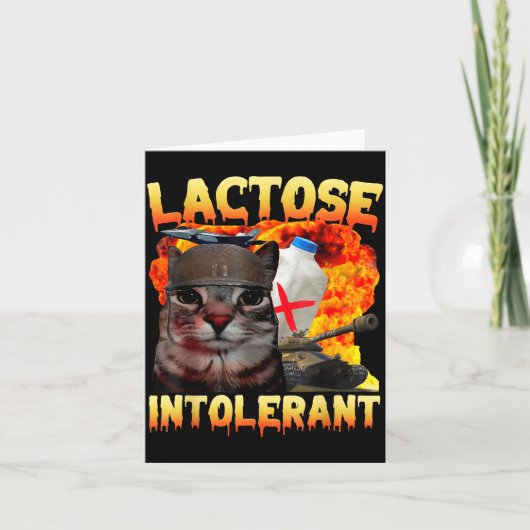 Lactose-intolerante Dwaze Kat Meme Grappige Uitspr Kaart (Voorkant)