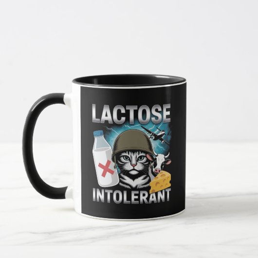 Lactose Intolerante Kat Grappige Melk Kaas Koe Mok (Links)