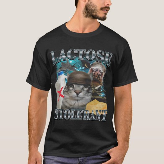 Lactose-intolerante kat-meme t-shirt (Voorkant)