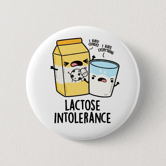 Lactose Intolerantie Grappige Melkwoordspeling Ronde Button 5,7 Cm (Voorkant)