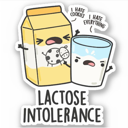 Lactose Intolerantie Grappige Melkwoordspeling Sticker (Voorkant)