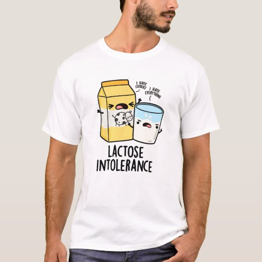 Lactose Intolerantie Grappige Melkwoordspeling T-shirt (Voorkant)