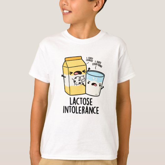 Lactose Intolerantie Grappige Melkwoordspeling T-shirt (Voorkant)