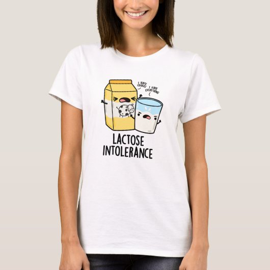 Lactose Intolerantie Grappige Melkwoordspeling T-shirt (Voorkant)