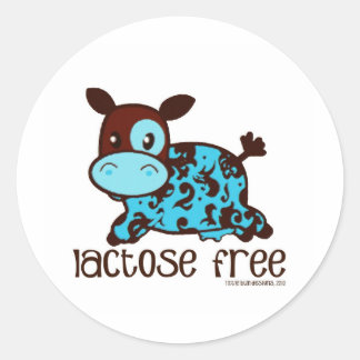 Lactosevrij blauw ronde sticker
