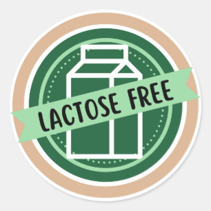 Lactosevrij, Zonder Zuivel, Lactose-intolerant Ronde Sticker