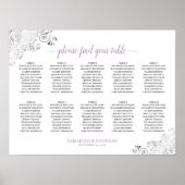 Lacy 10 Table Wedding Seating Chart White Lavender Poster (Voorkant)