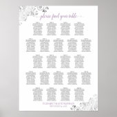 Lacy 22 Table Wedding Seating Chart White Lavender Poster (Voorkant)