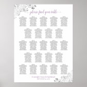 Lacy 23 Table Wedding Seating Chart White Lavender Poster (Voorkant)