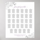 Lacy 29 Table Wedding Seating Chart Lavender White Poster (Voorkant)