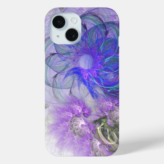 Lacy Abstract Flowers Paarse Blue Digital Art Case-Mate iPhone Case (Achterkant)