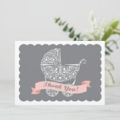 Lacy Baby Carriage Bedankt Opmerking Meisje (Staand voorkant)